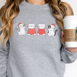 Cute Cat Christmas Sweatshirt, Cute Kitty Cat Christmas Sweatshirt, Cat Lover Gift For Christmas, Cat Mom Sweatshirt, Cat Mom Shirt